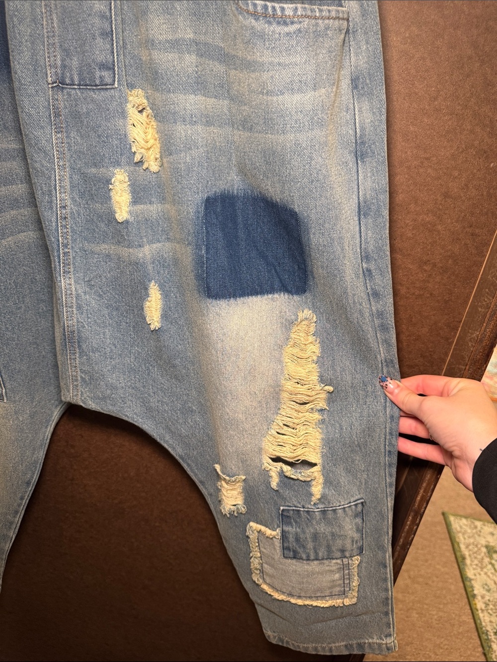 Jaded Gypsy Women’s Light Blue Distressed Patchwork Jeans - Picture 3 of 5